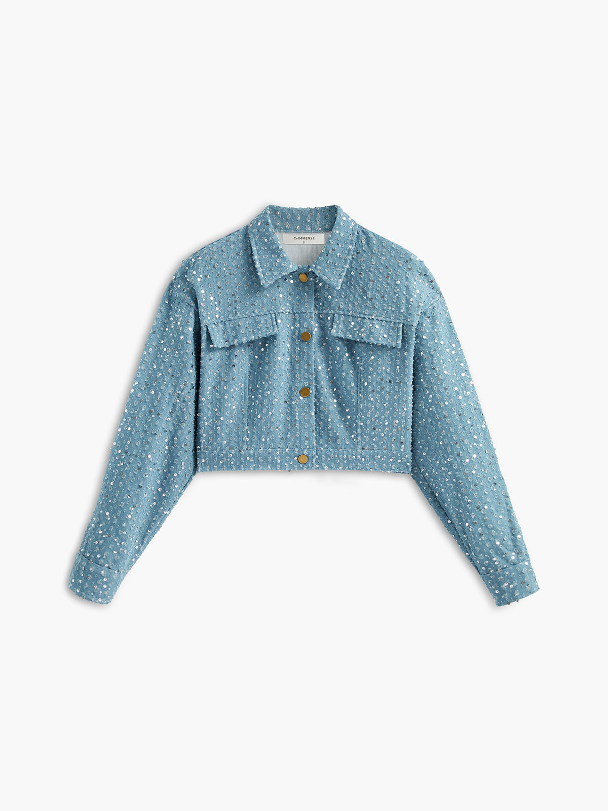Sequins Decor Crop Ceket