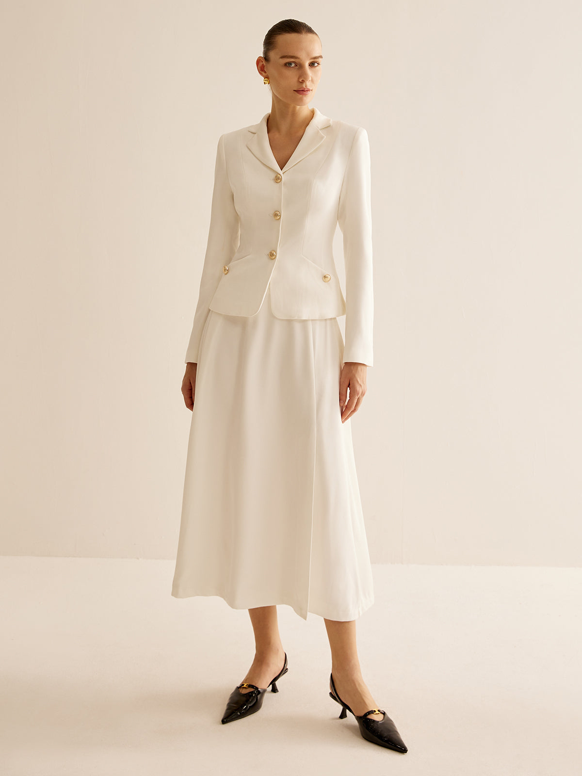 Elegant Metal-Button Blazer Ceket