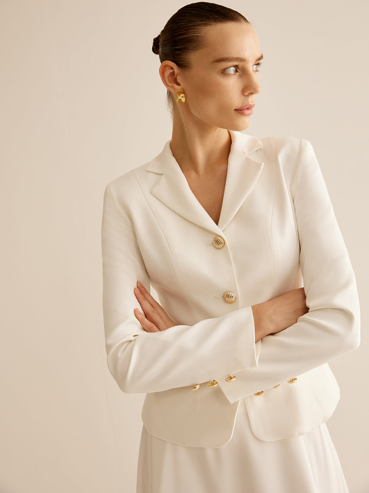 Elegant Metal-Button Blazer Ceket