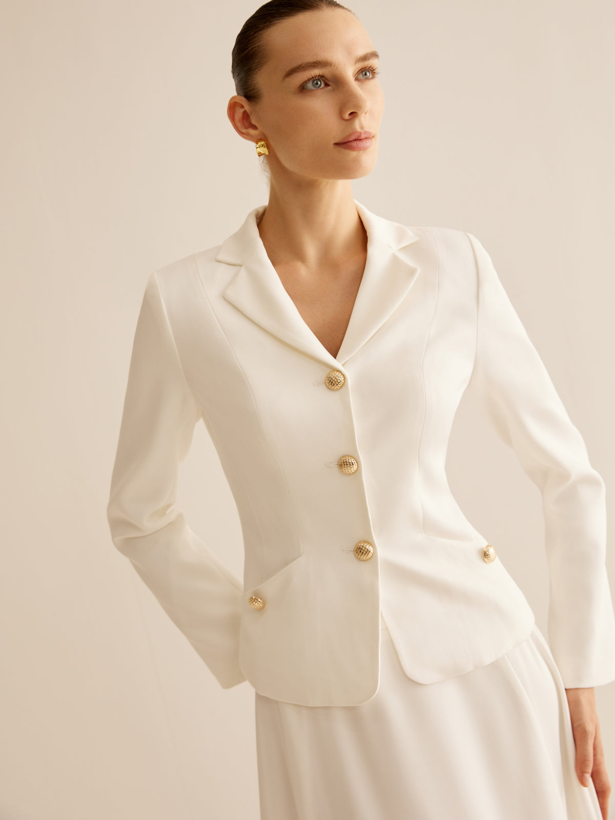 Elegant Metal-Button Blazer Ceket