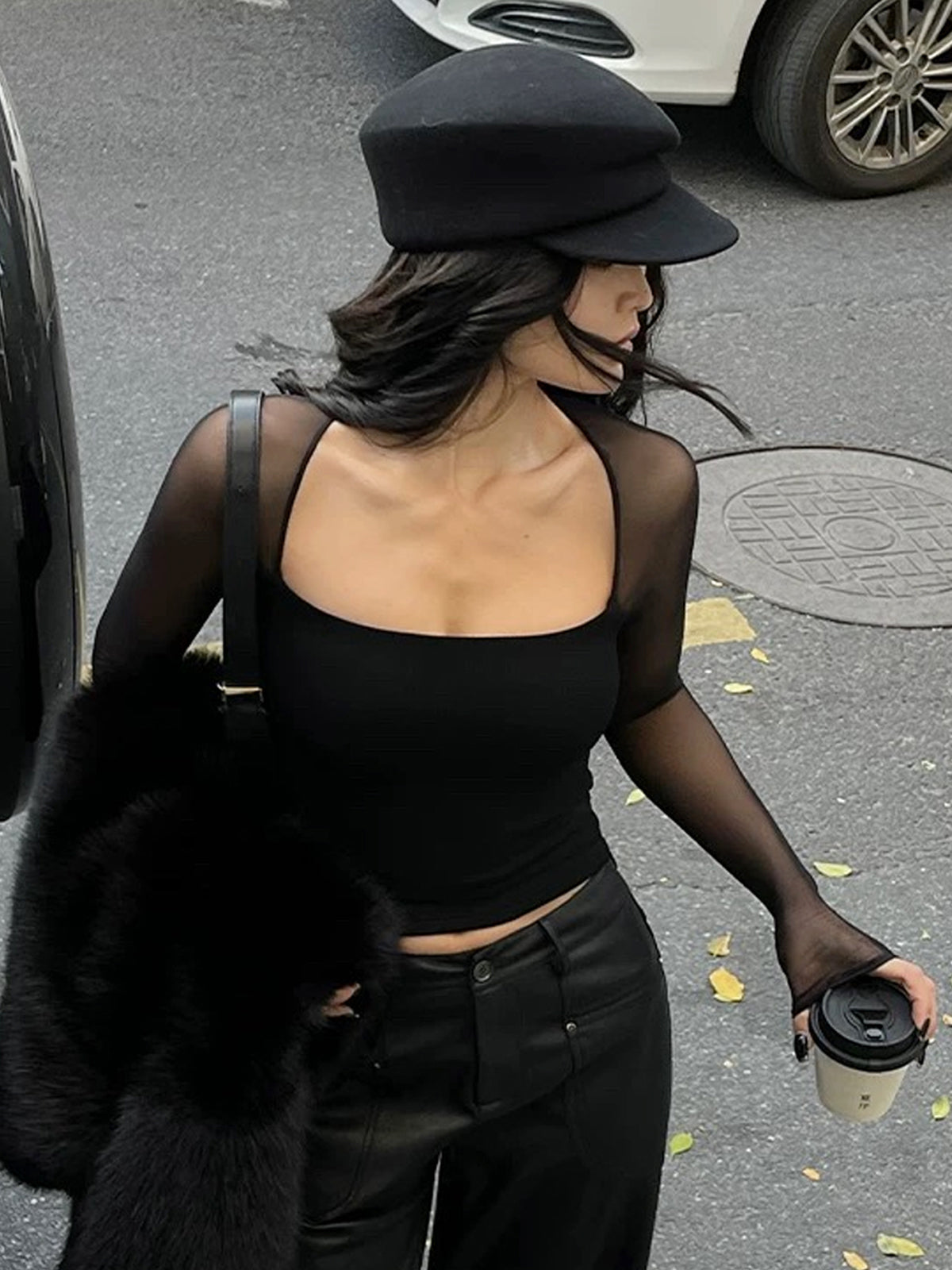 Square Neck Panel Crop Bluz