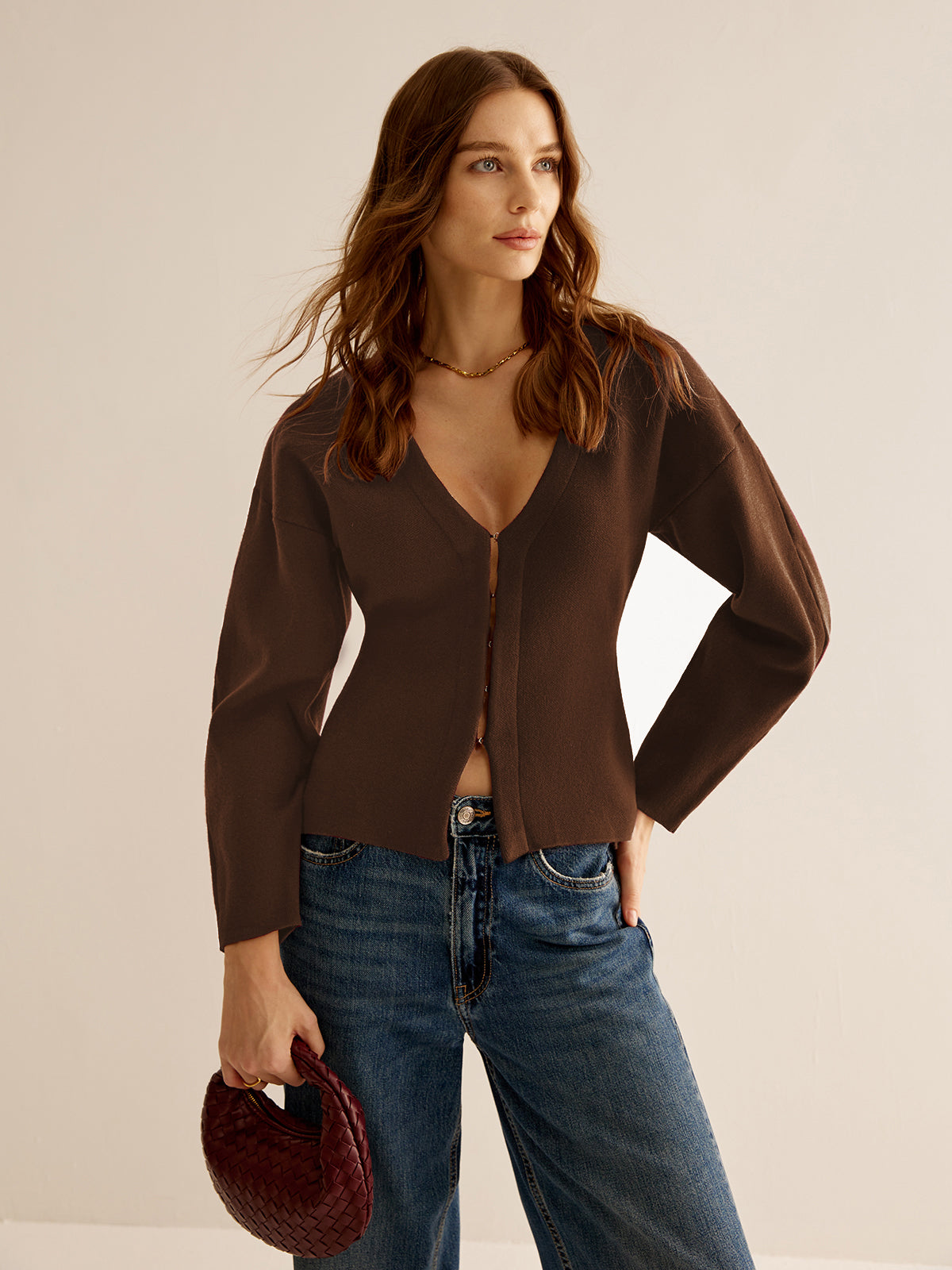 V-Neck Versatile Slim Fitted Hırka