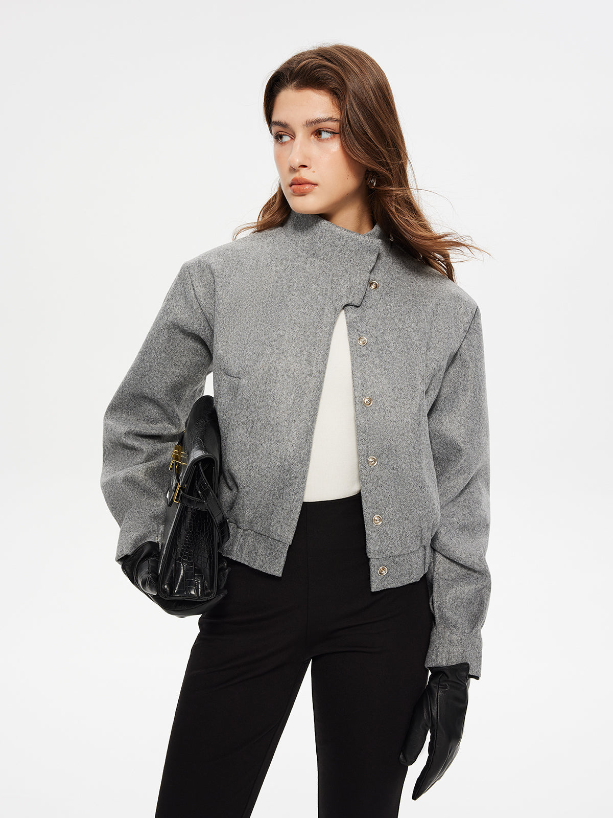 Button Clasp Short Blazer Ceket