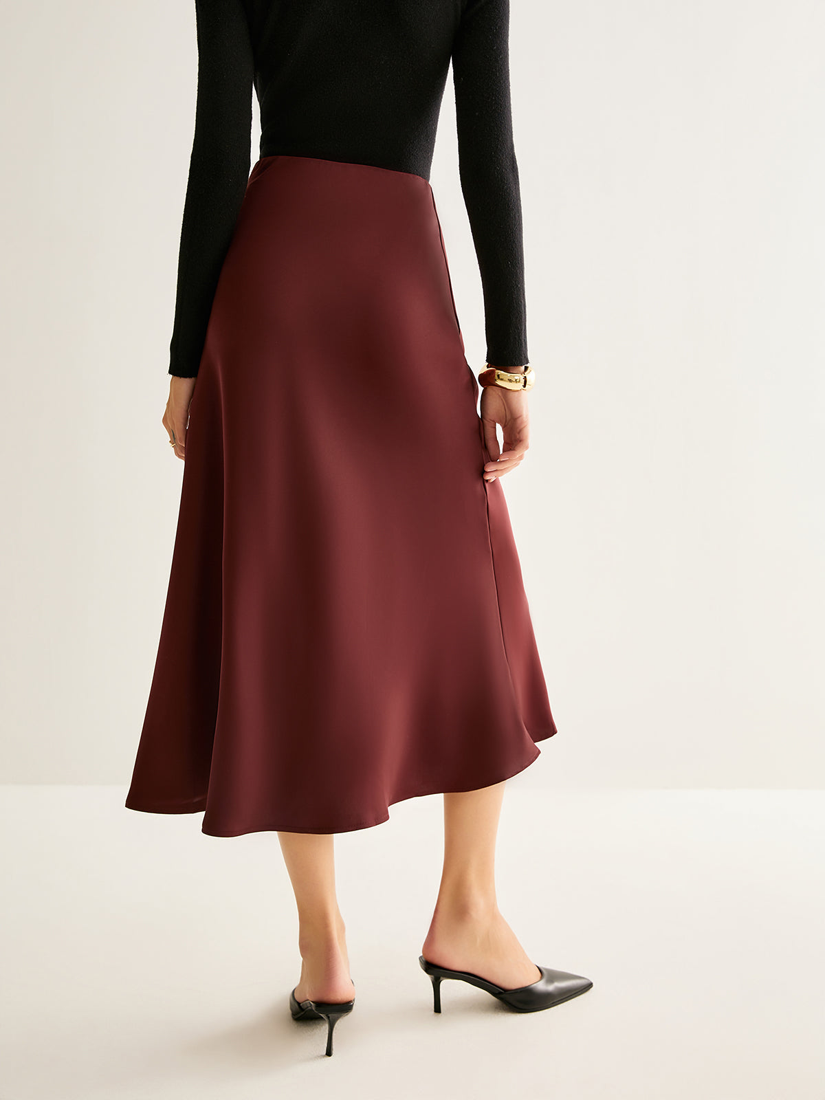 Flowy Satin Midi Etek
