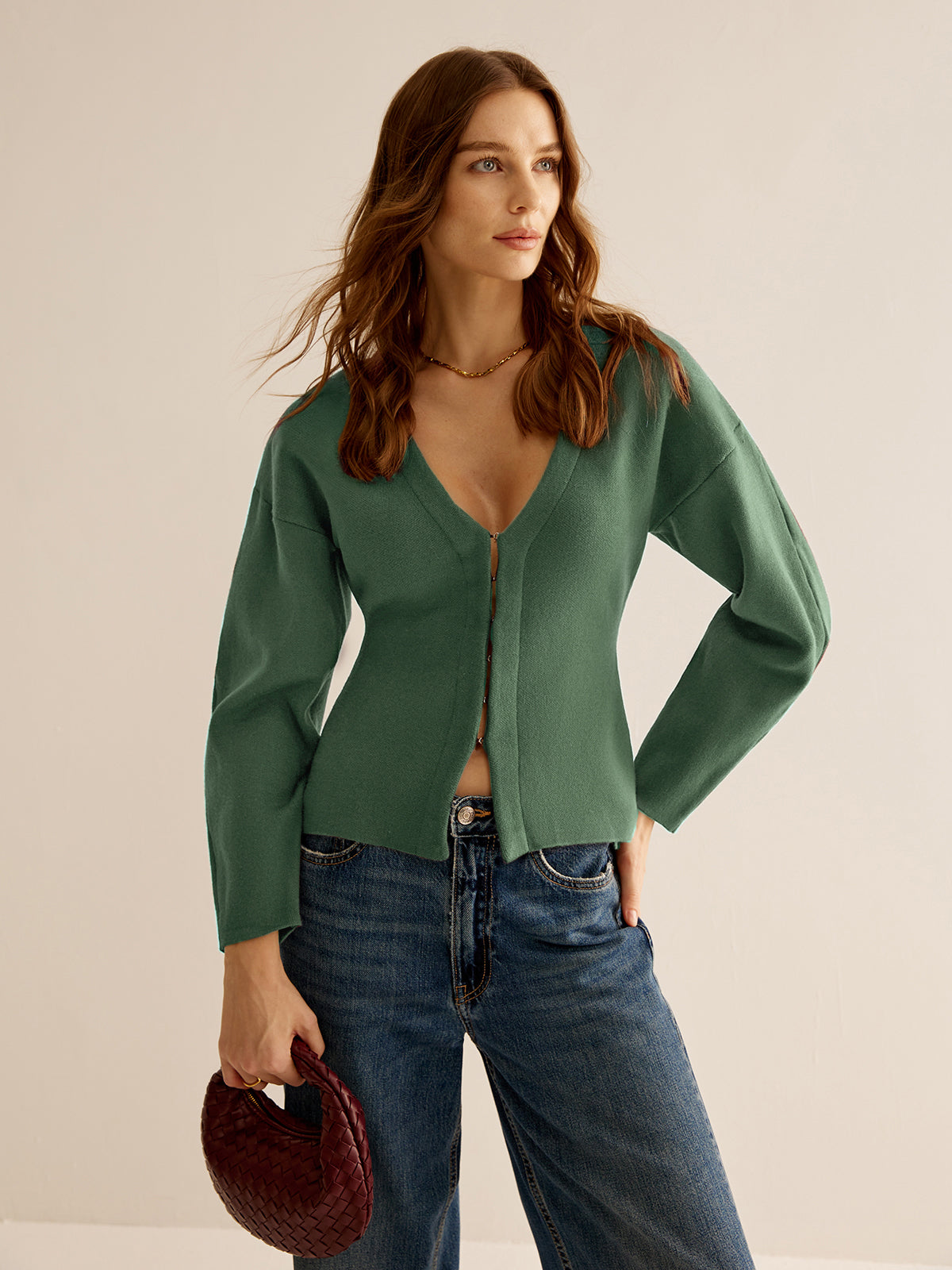 V-Neck Versatile Slim Fitted Hırka