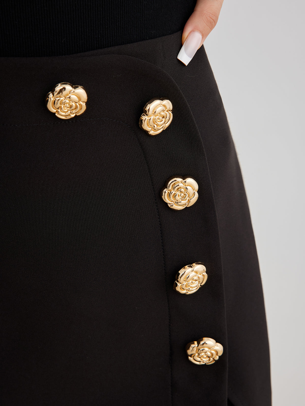Lace Trim Metal-Flower Zipper Etek