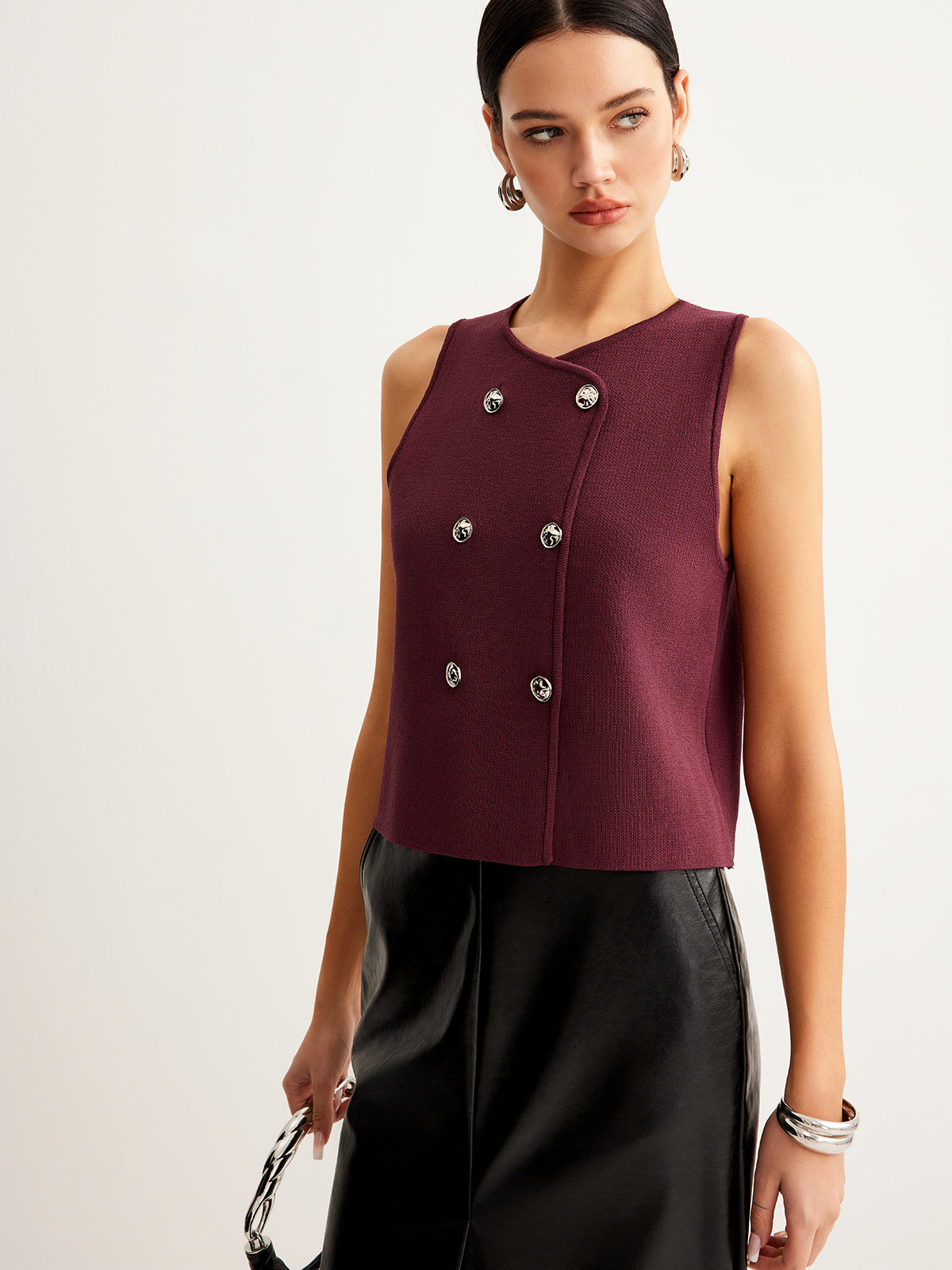 Button Petite Sweater Yelek