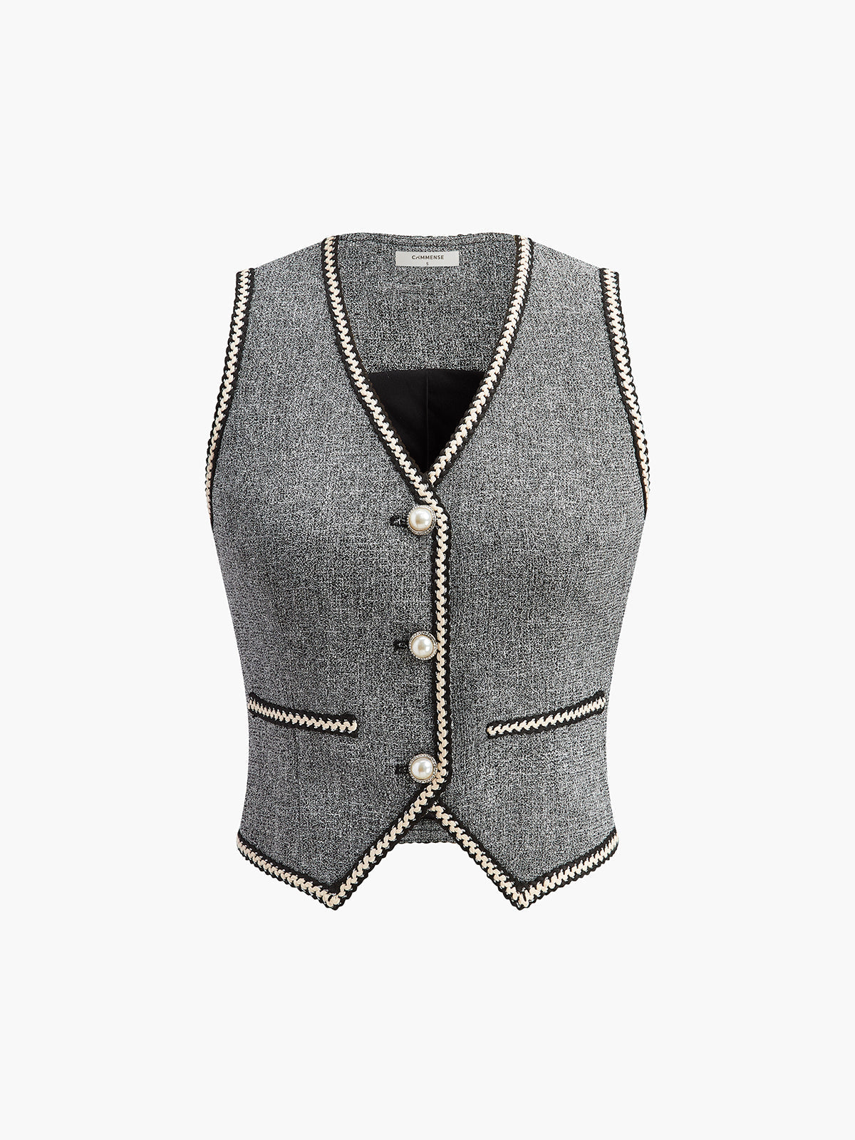 Pearl Button Split Crop Yelek