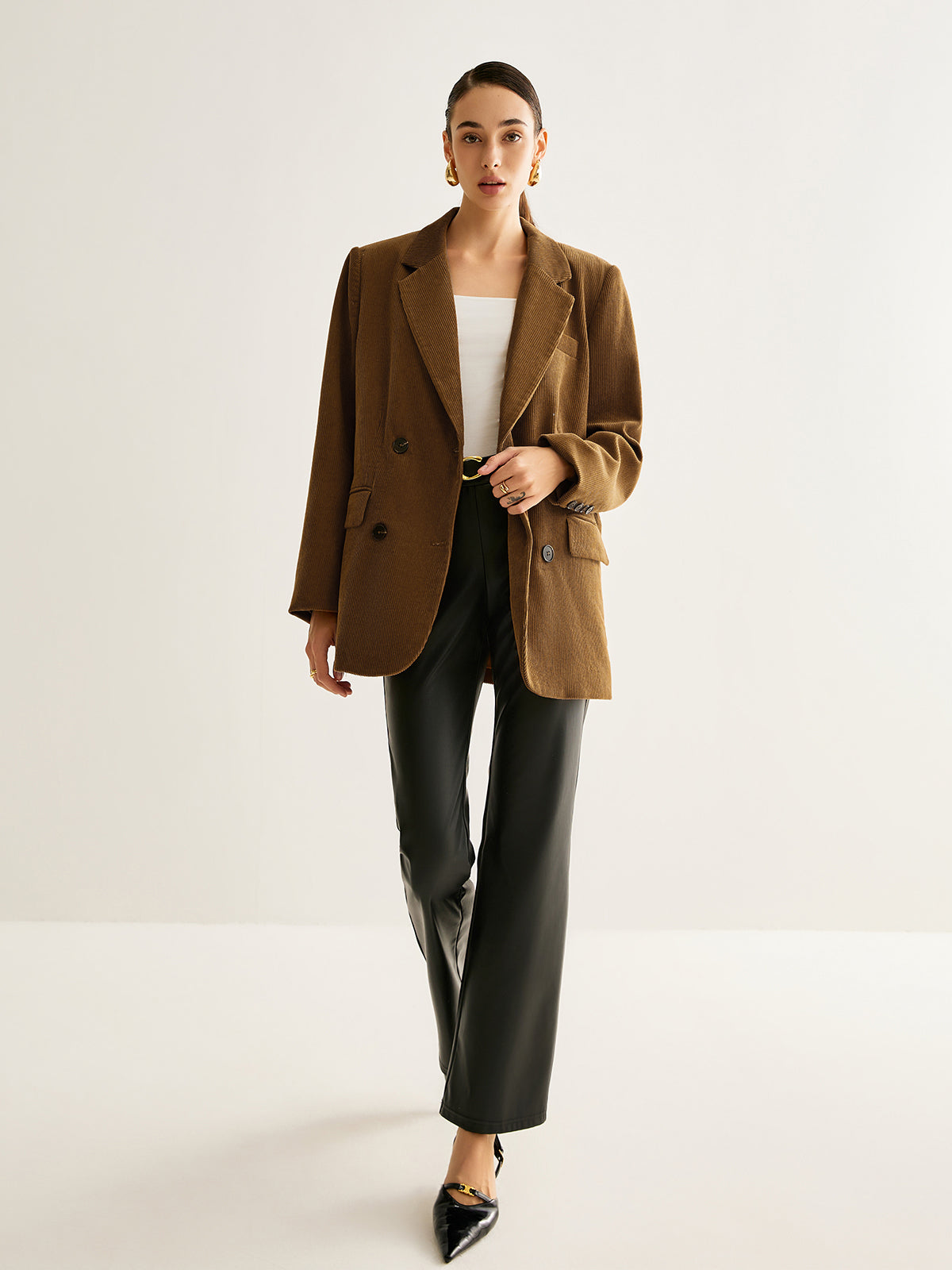 Cotton Corduroy Button Blazer Ceket