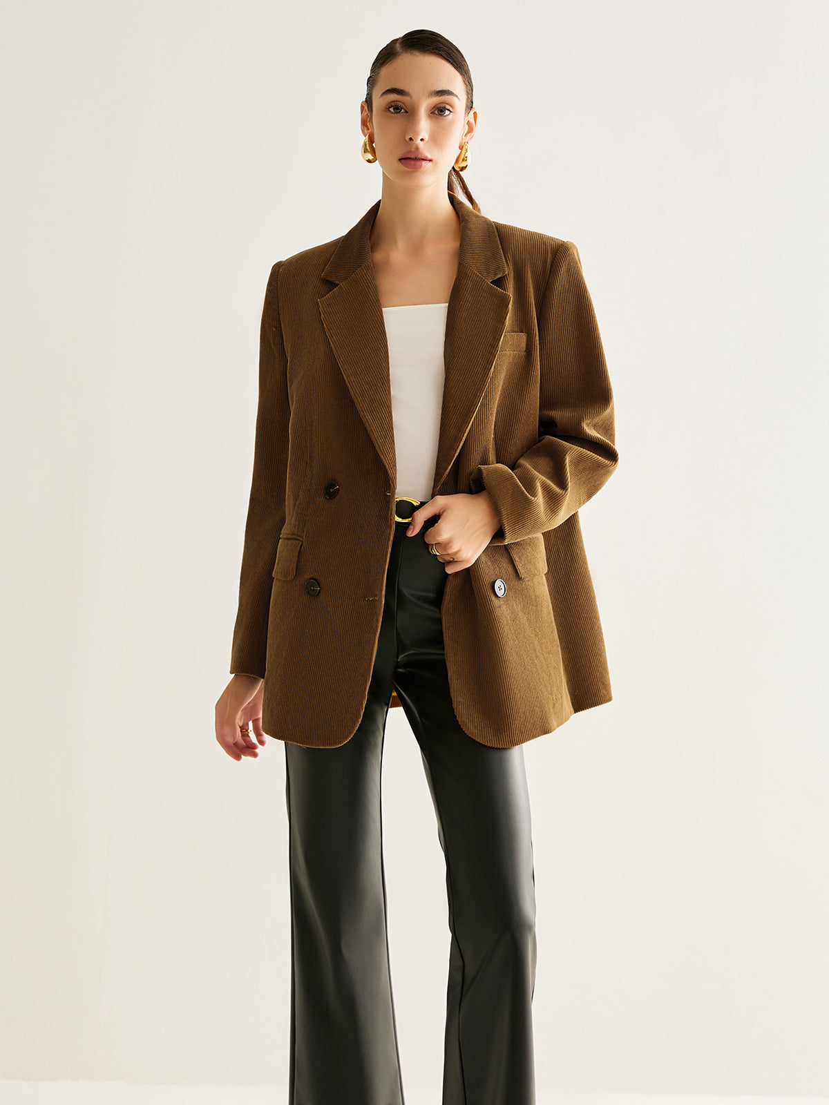 Cotton Corduroy Button Blazer Ceket