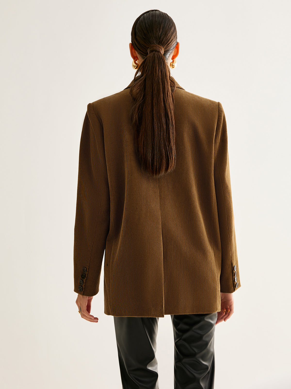 Cotton Corduroy Button Blazer Ceket