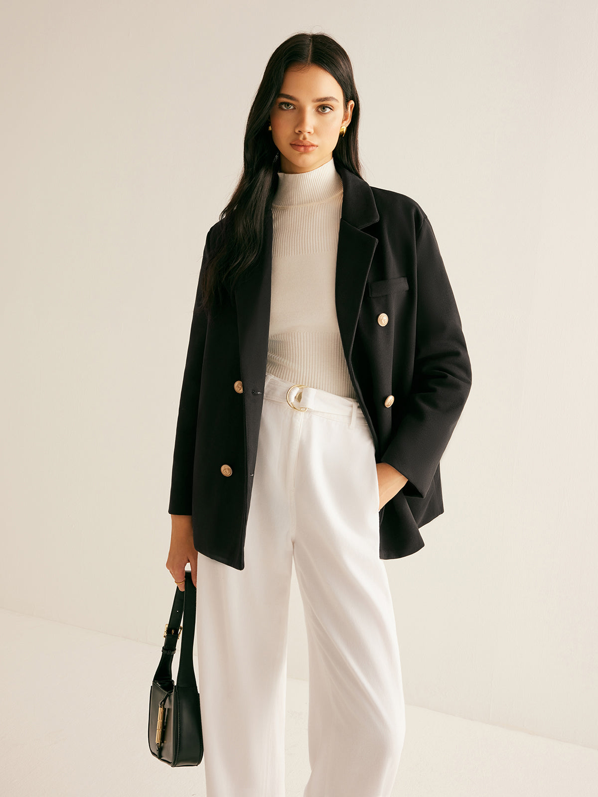 Metal-Detail Lapel Blazer Ceket