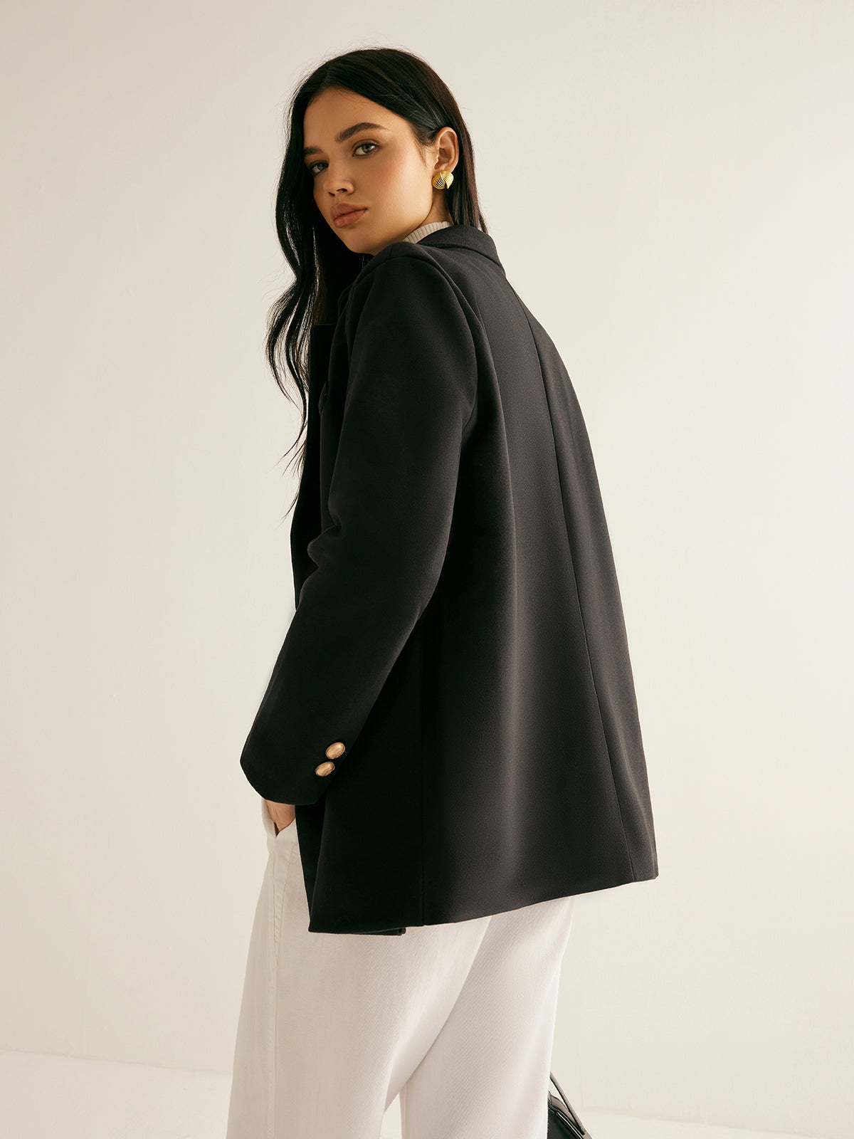 Metal-Detail Lapel Blazer Ceket