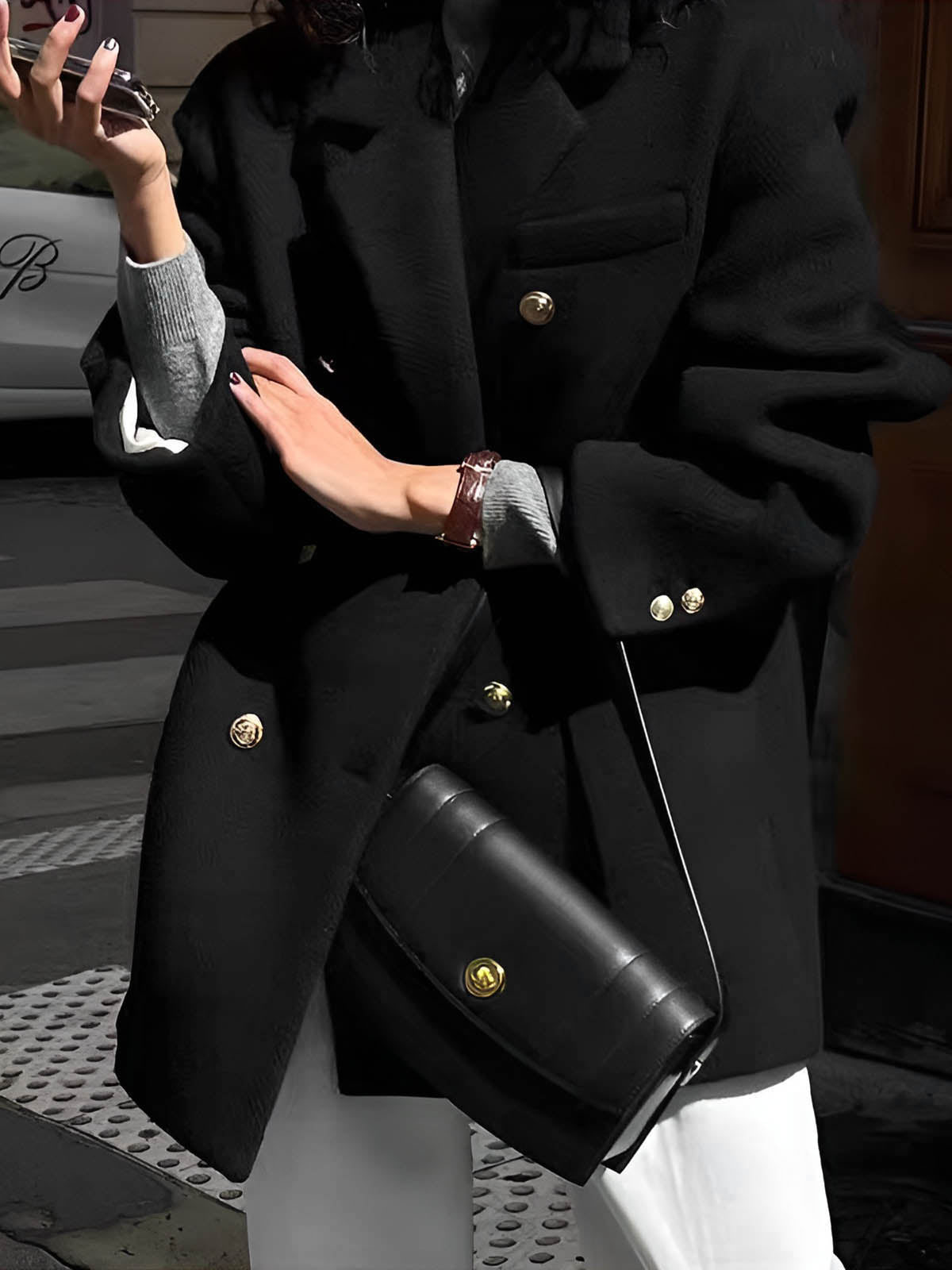 Metal-Detail Lapel Blazer Ceket