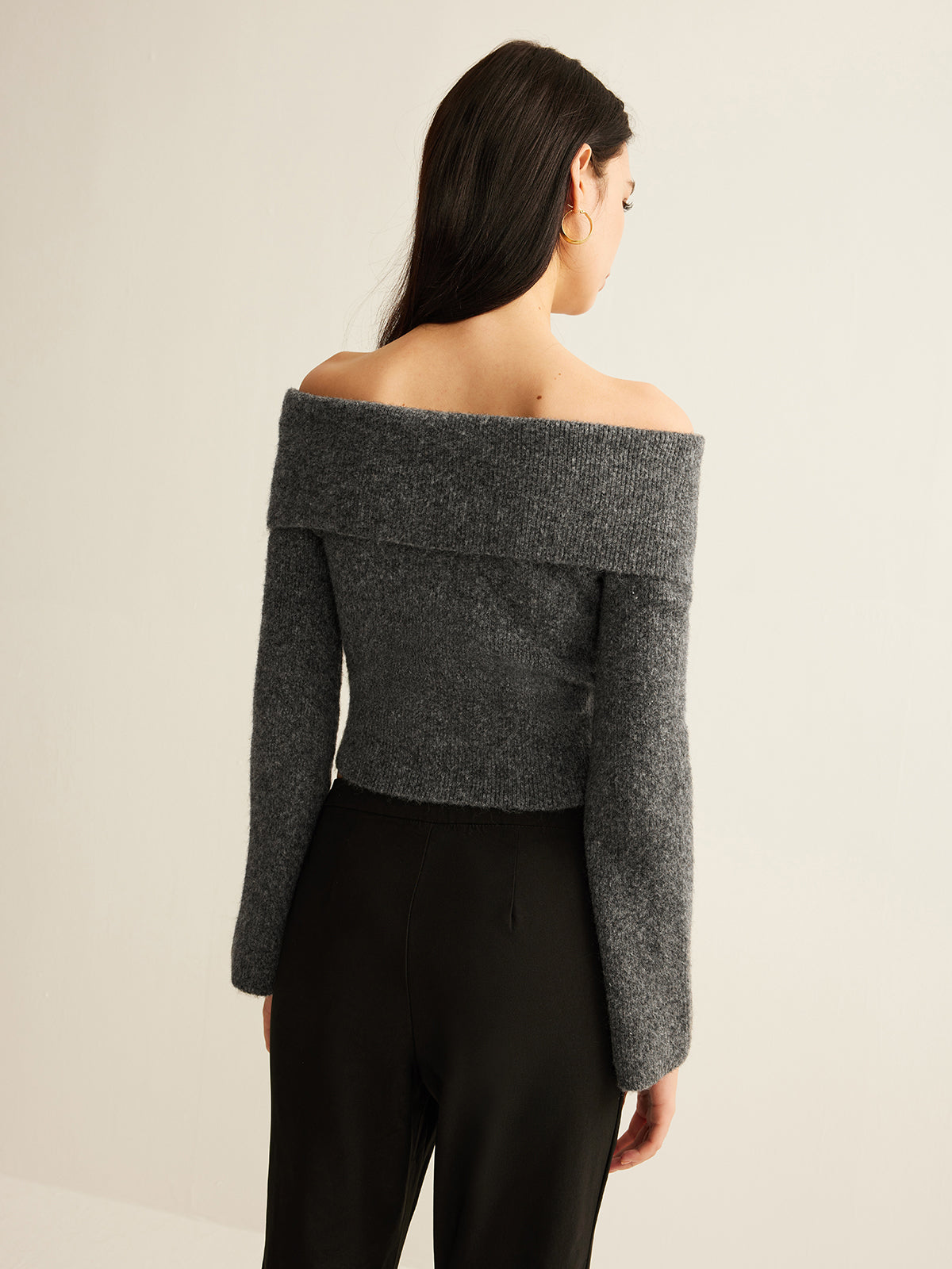 Off-Shoulder Crop Knit Üst