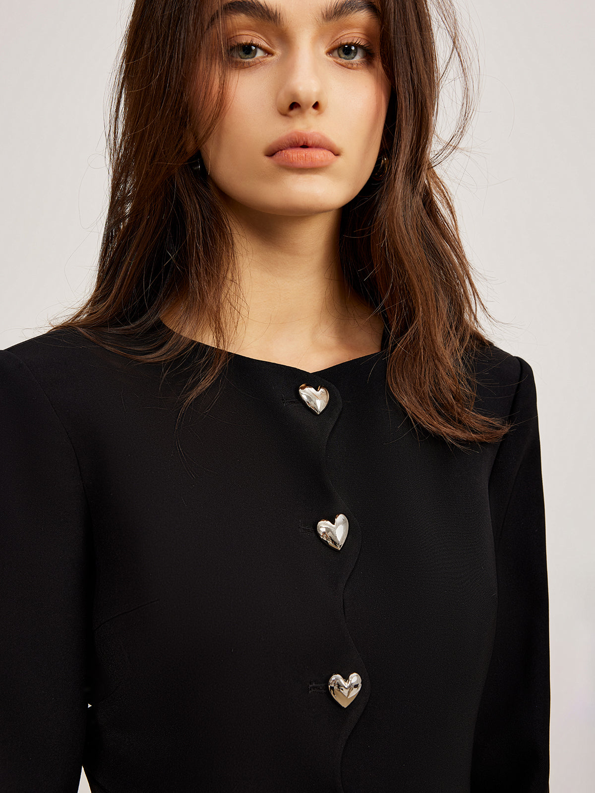 Heart-Button Regular Fit Blazer Ceket