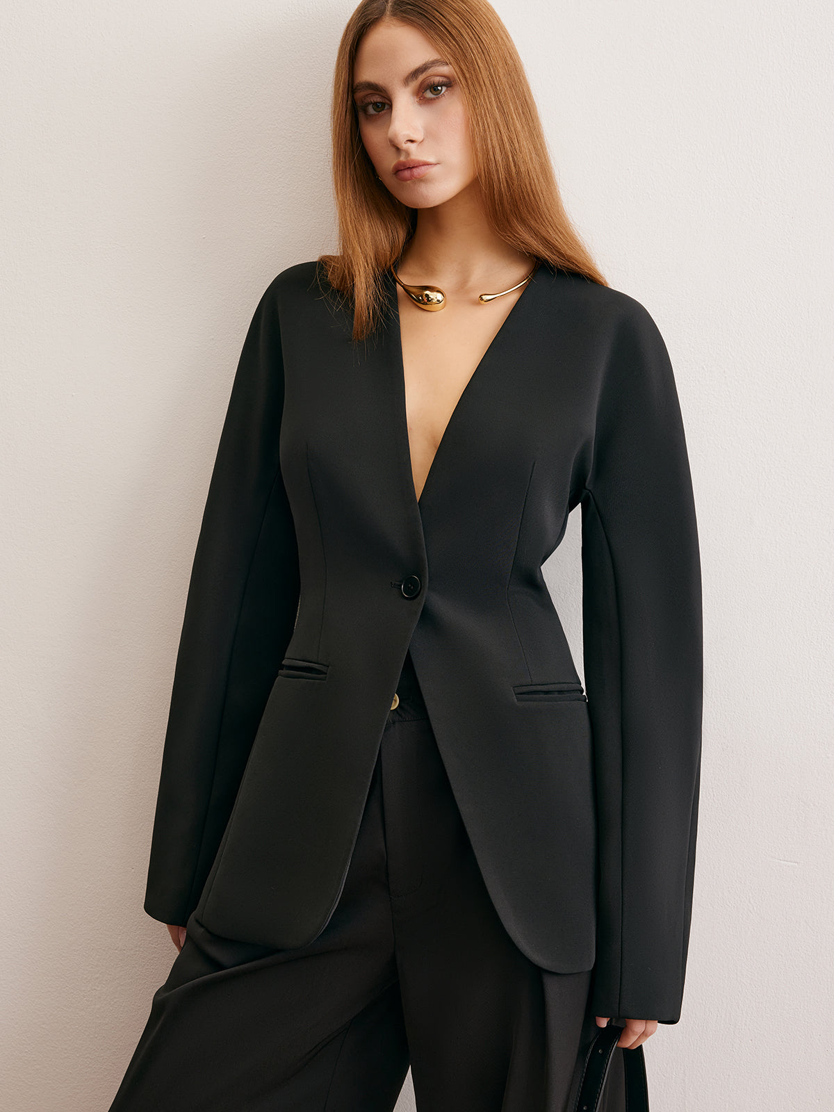 Utility Split Button Cinched Blazer Ceket