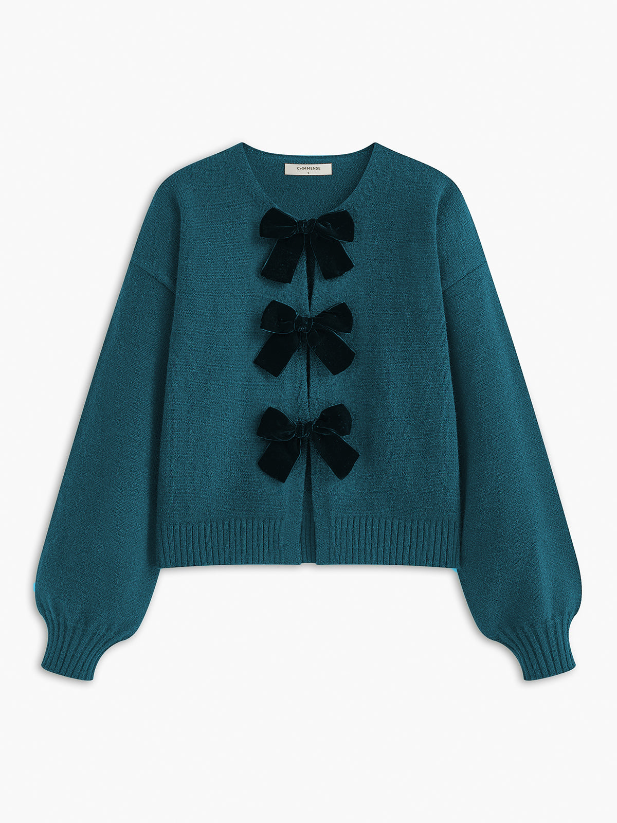 Velvet-Bow Lantern Sleeve Kazak