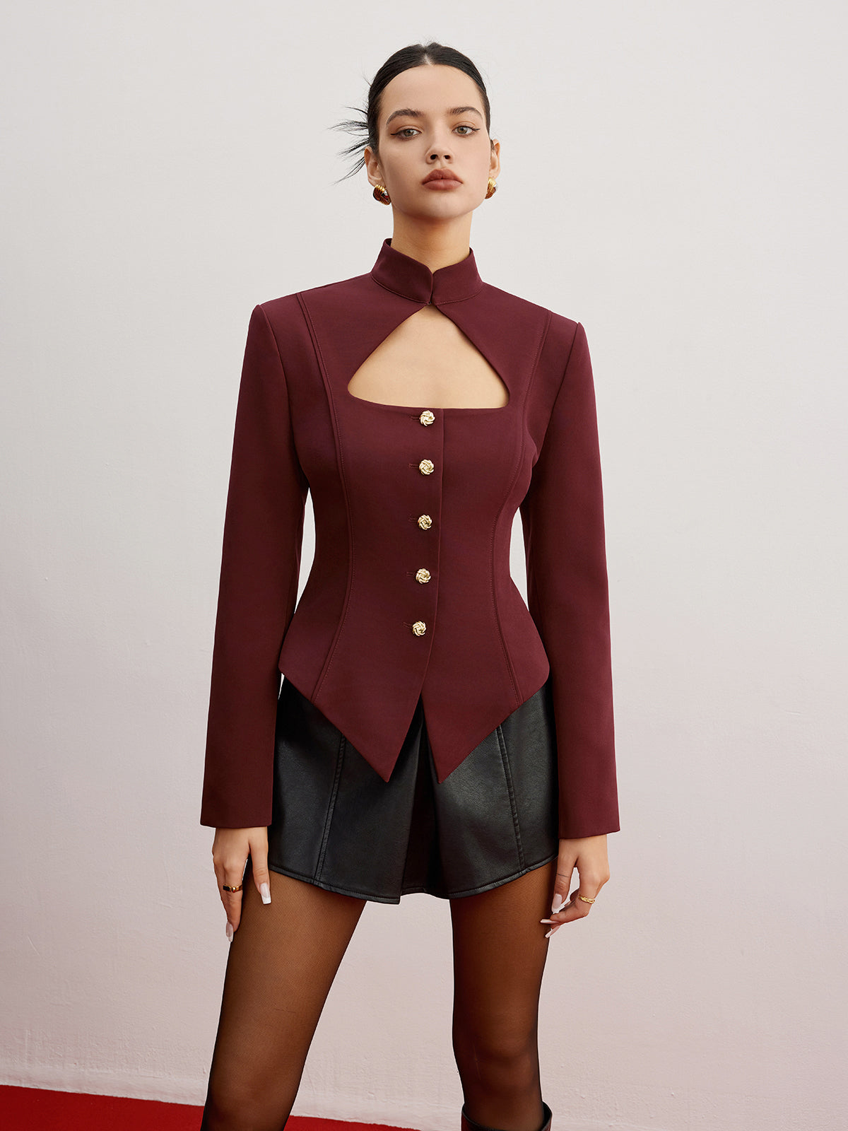 Cutout Slim Omuz Pediyle Blazer Ceket