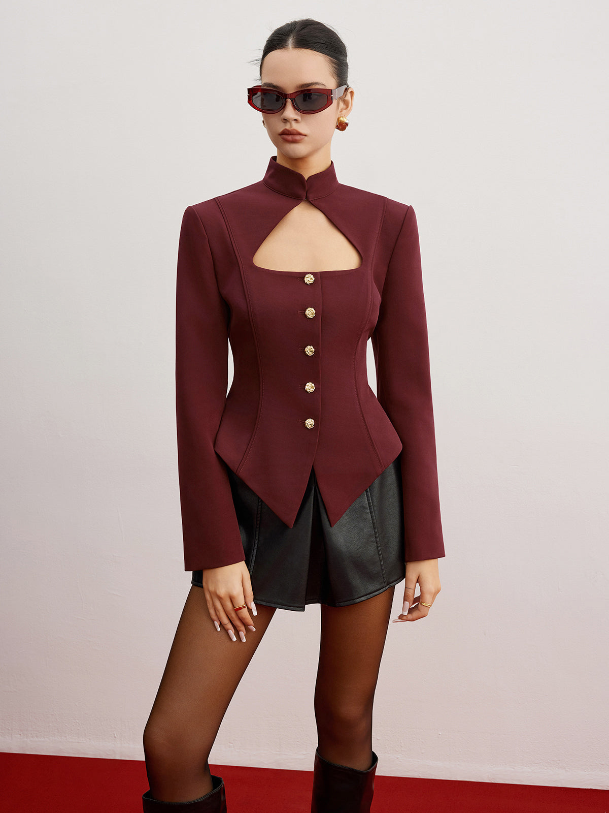 Cutout Slim Omuz Pediyle Blazer Ceket