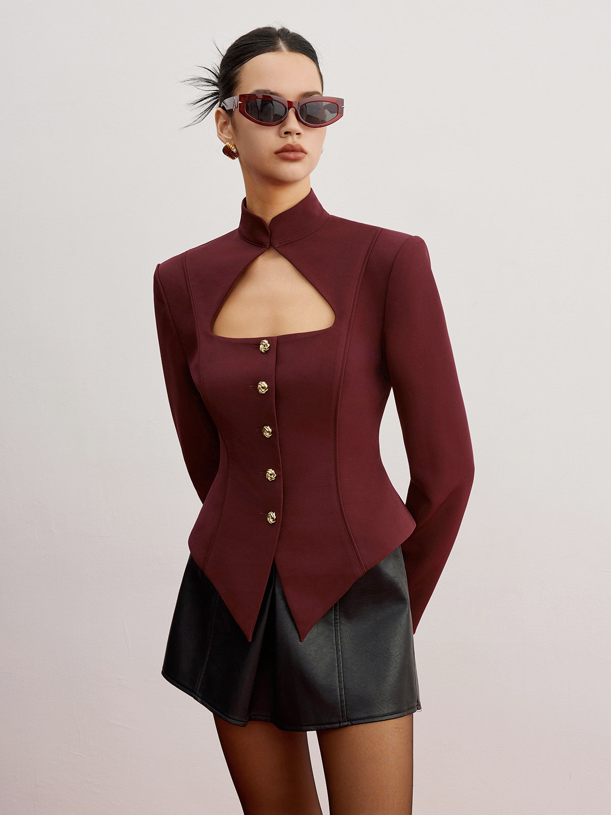 Cutout Slim Omuz Pediyle Blazer Ceket