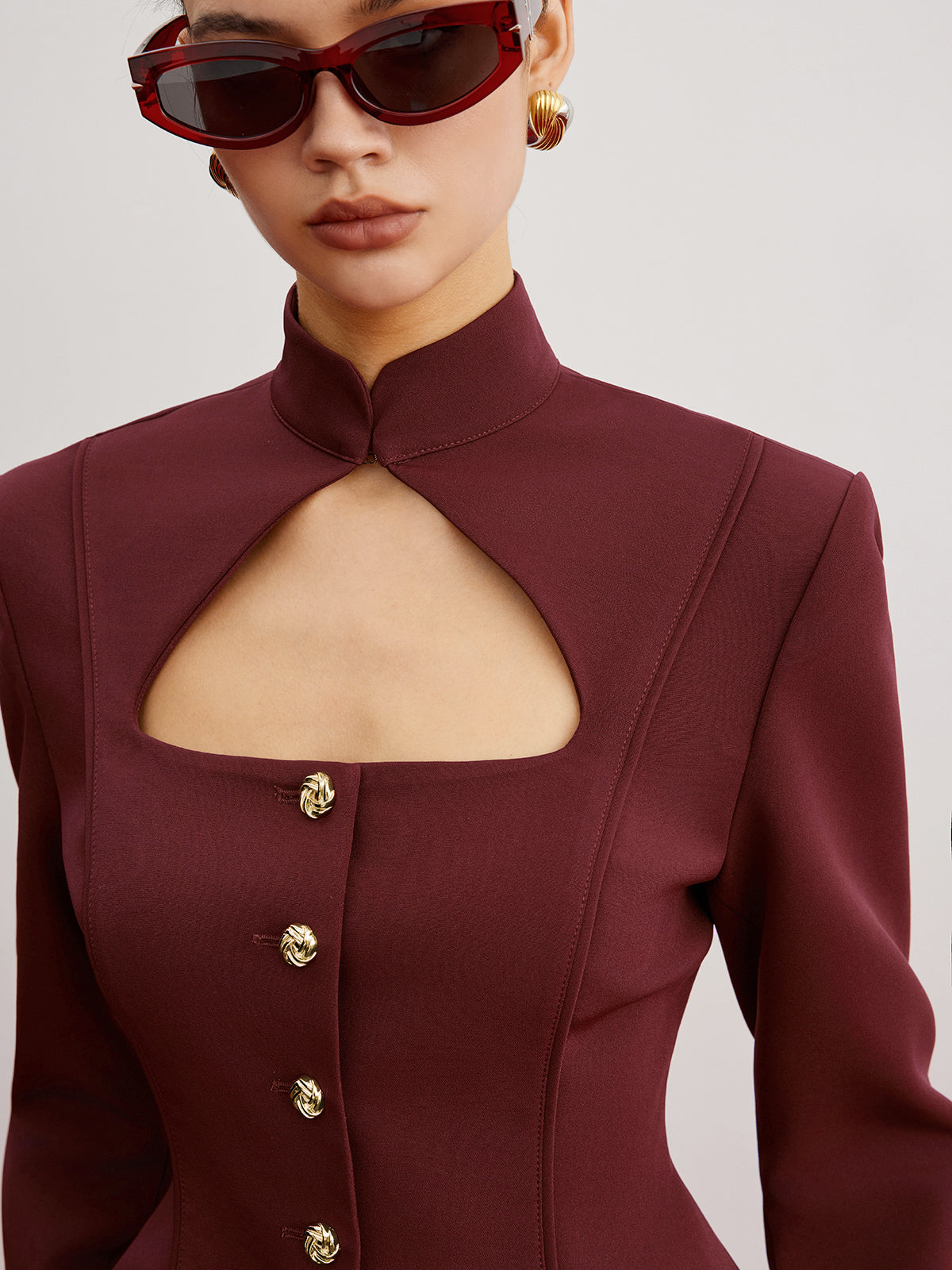 Cutout Slim Omuz Pediyle Blazer Ceket