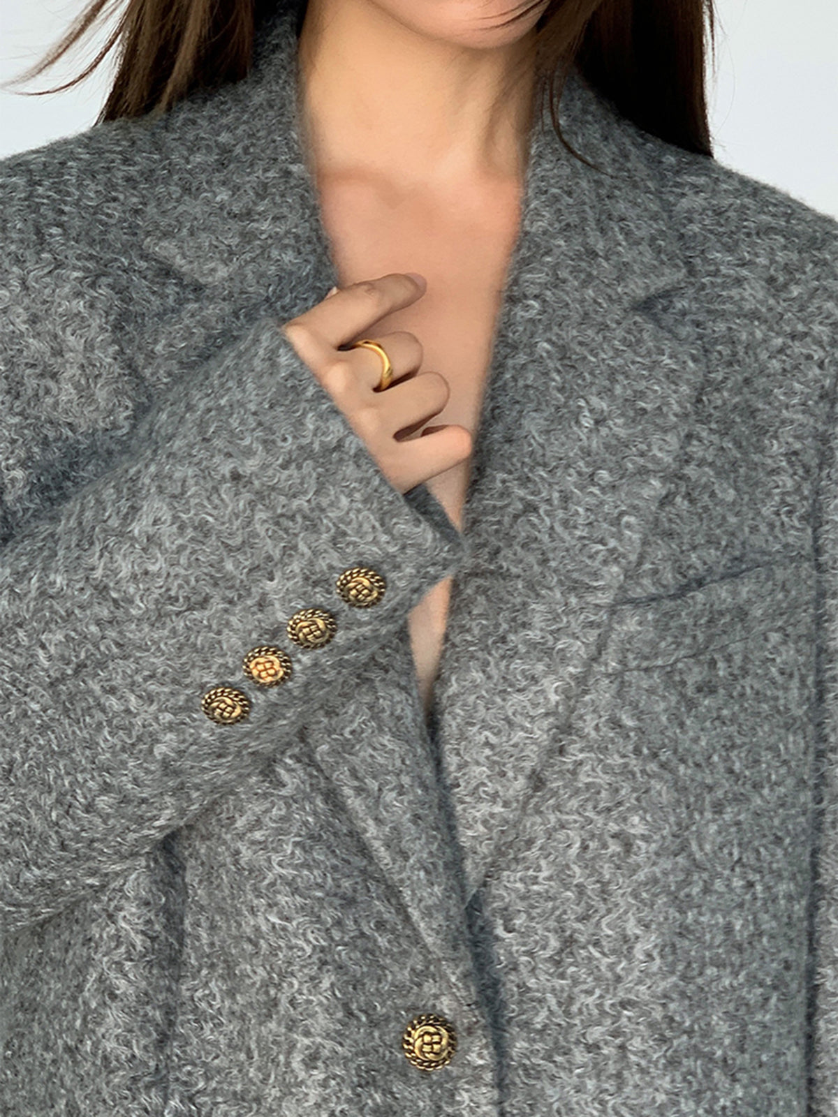 Tweed Long Blazer Without Belt Ceket