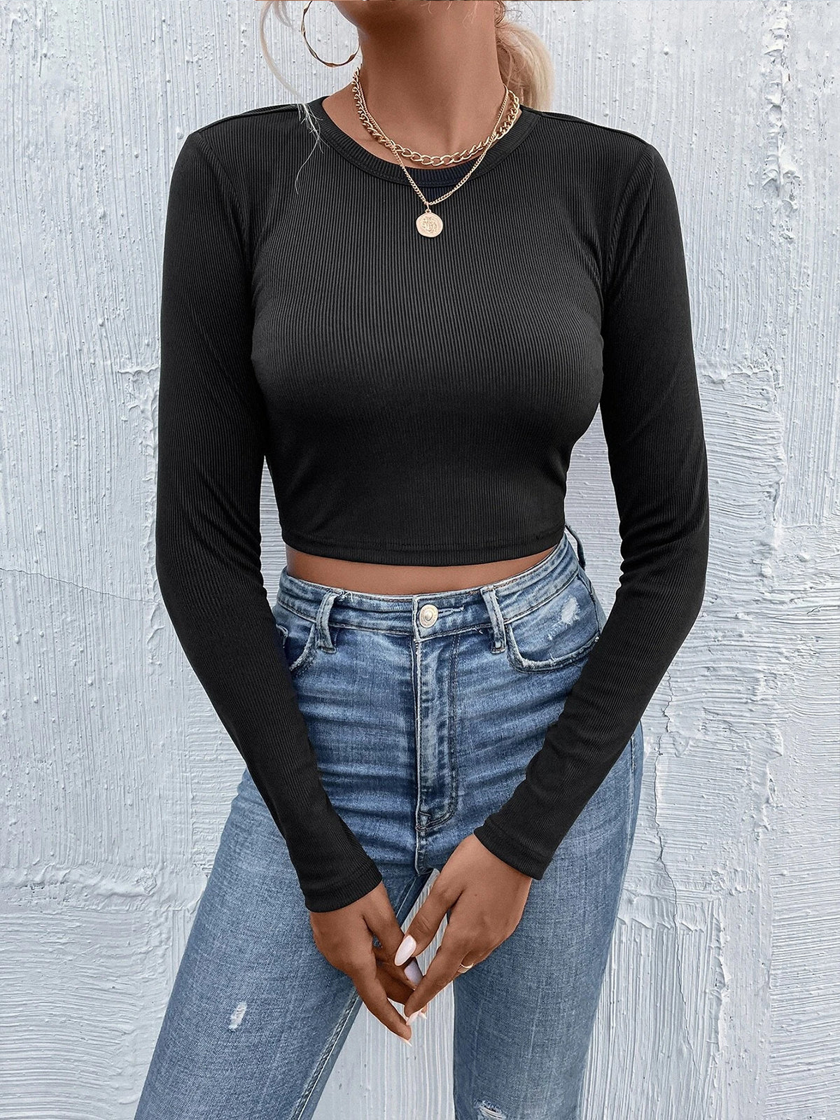Tie Beck Skinny Crop Bluz