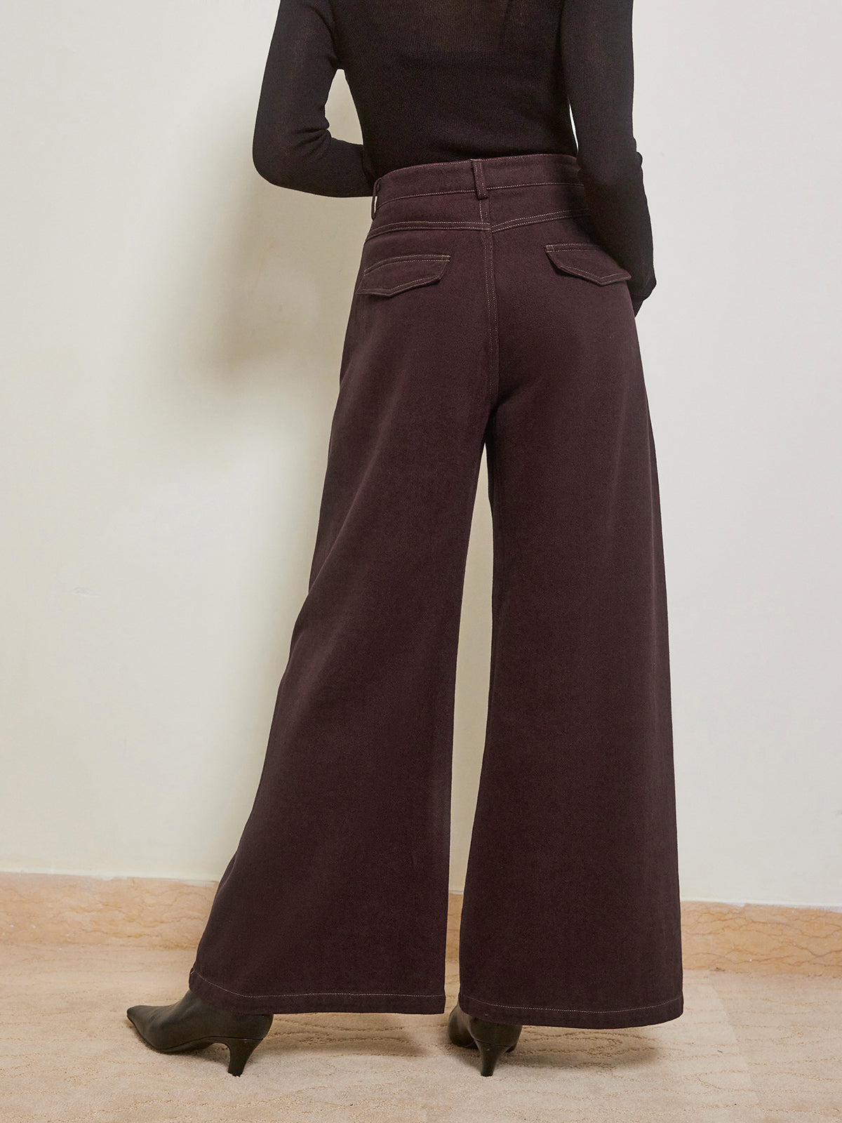 Casual Wide-Leg Denim Pantolon