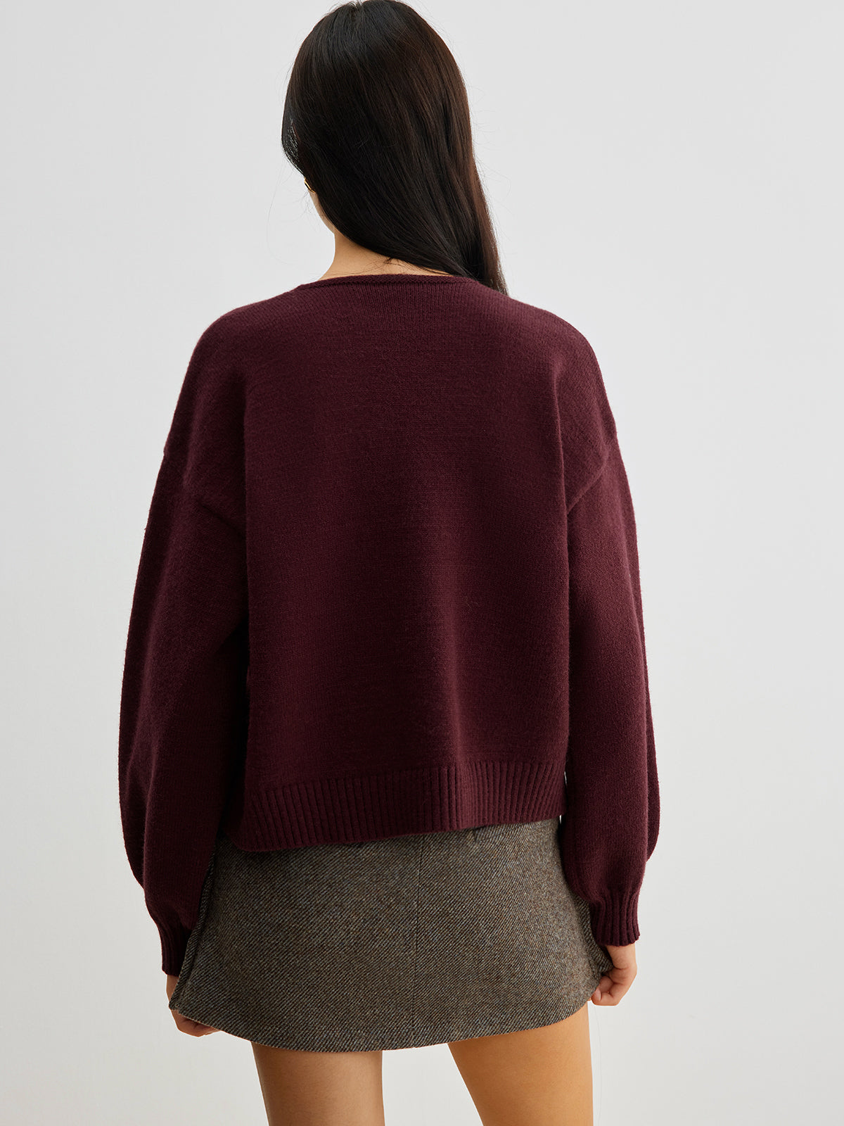 Velvet-Bow Lantern Sleeve Kazak