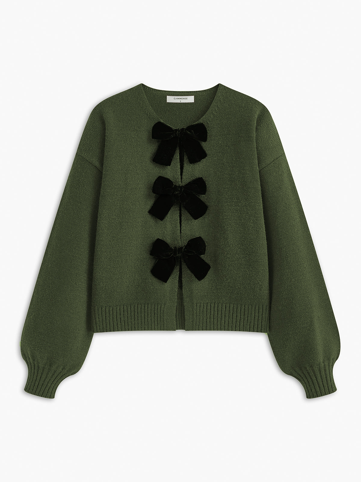 Velvet-Bow Lantern Sleeve Kazak