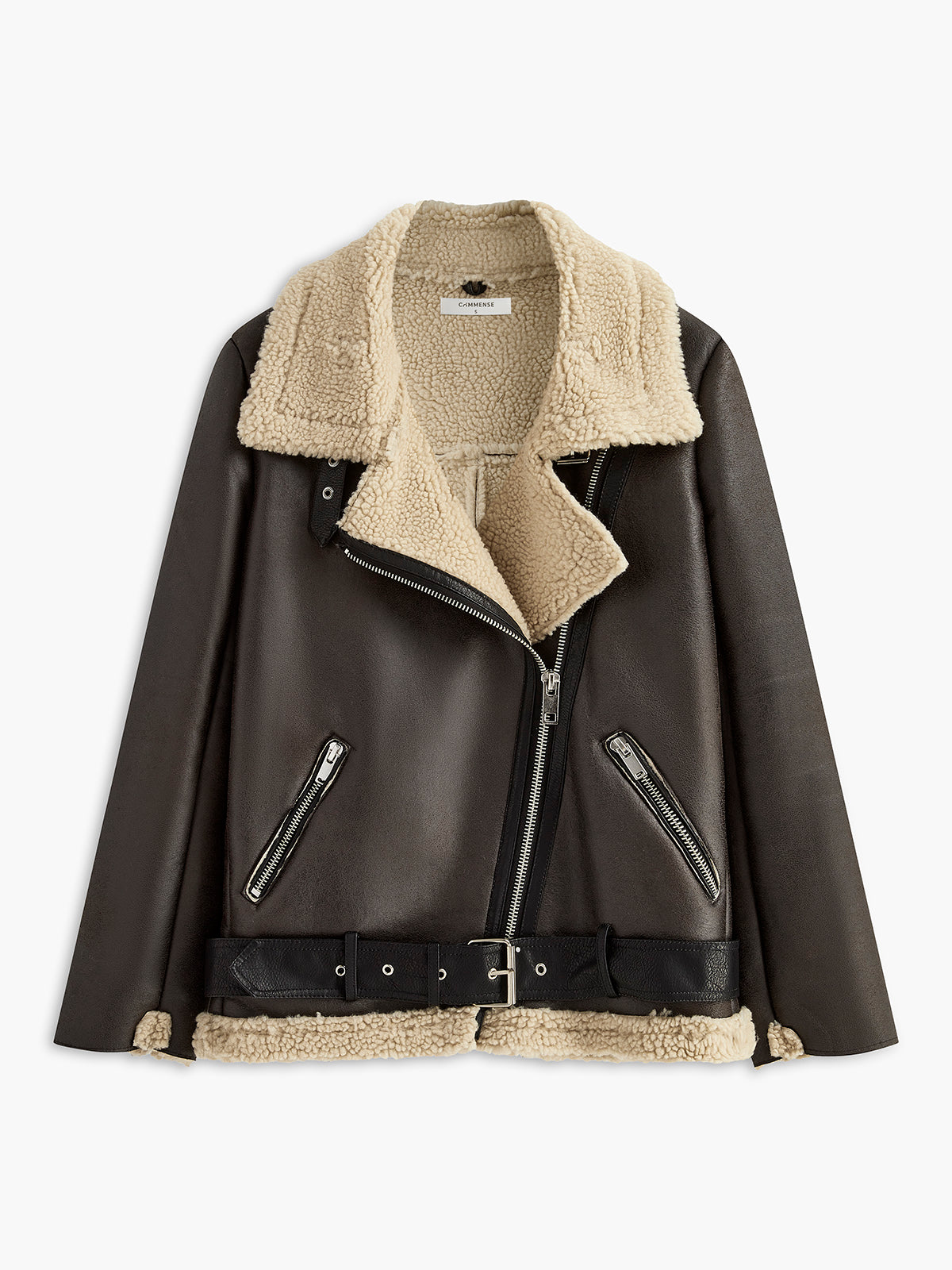 Zipper Belted Soft Fleece Ceket