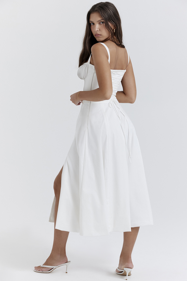 Carmen White Bustier Elbise
