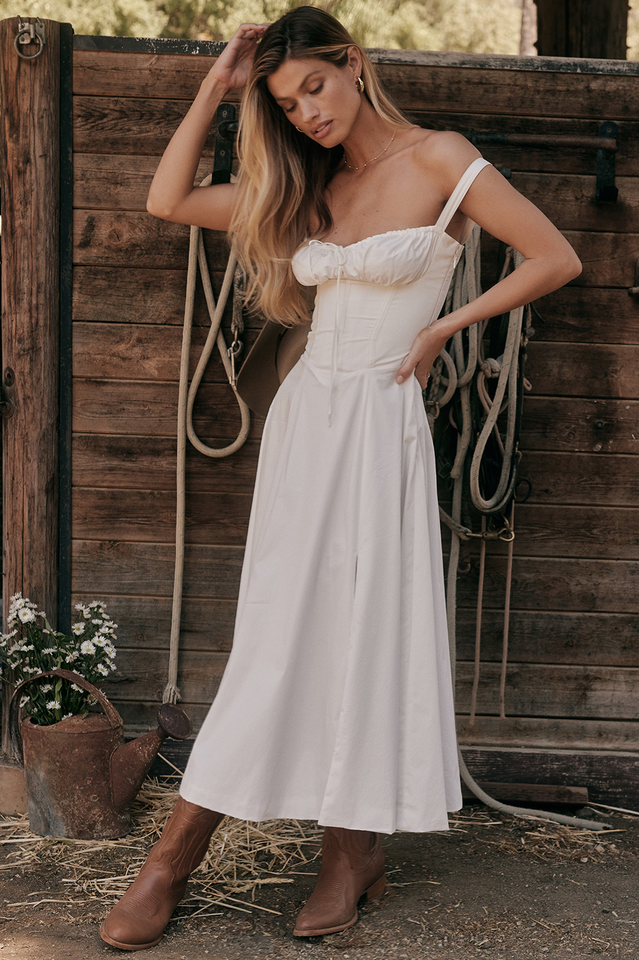 Carmen White Bustier Elbise