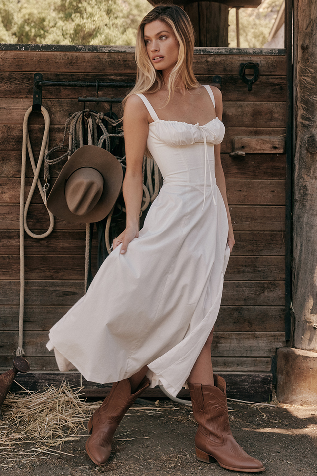 Carmen White Bustier Elbise