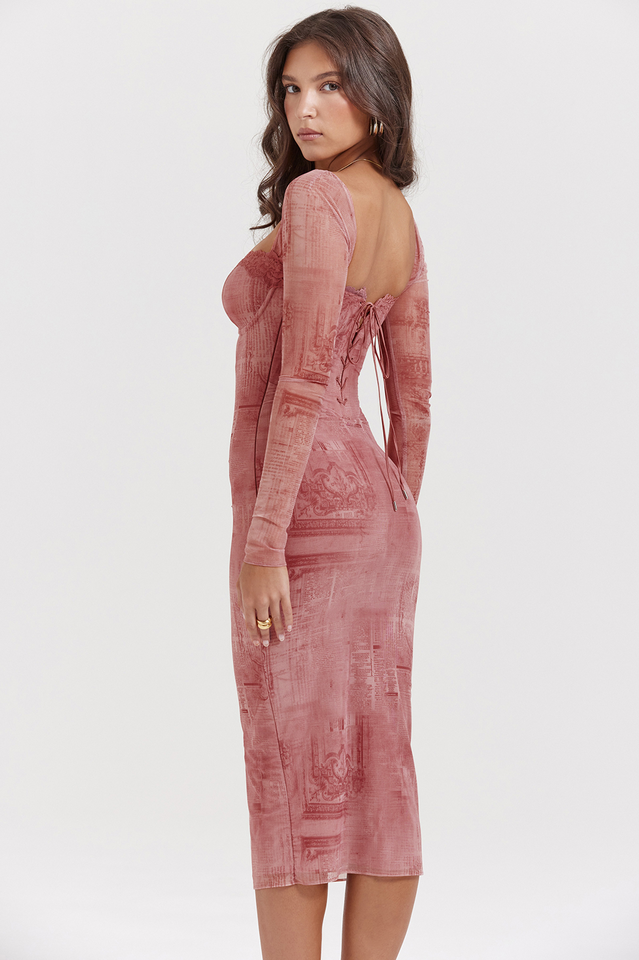 Seraphina Pink Printed Belted Elbise