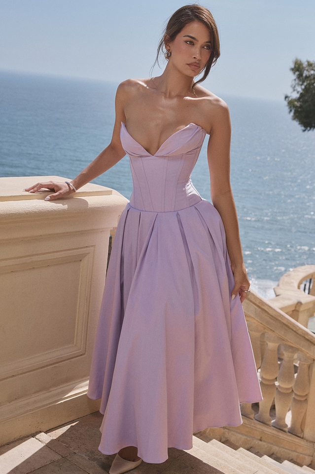 Lady Black Strapless Midi Elbise