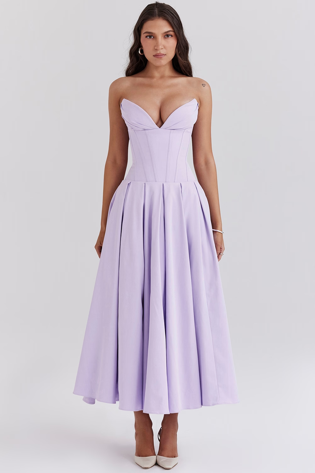 Lady Black Strapless Midi Elbise