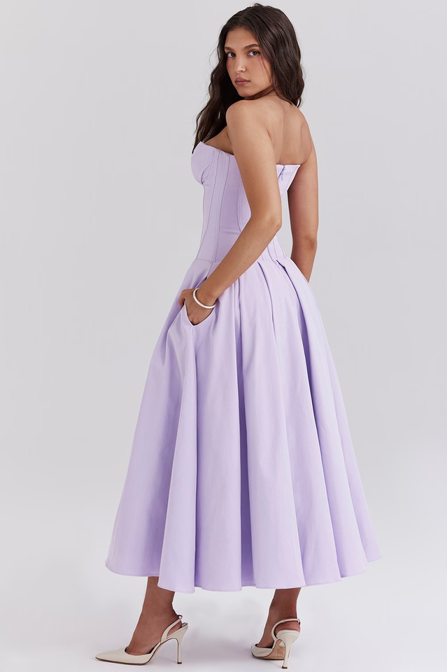Lady Black Strapless Midi Elbise
