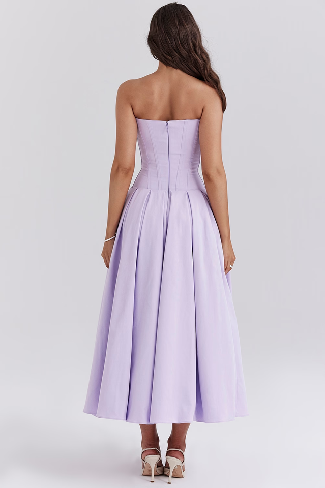 Lady Black Strapless Midi Elbise