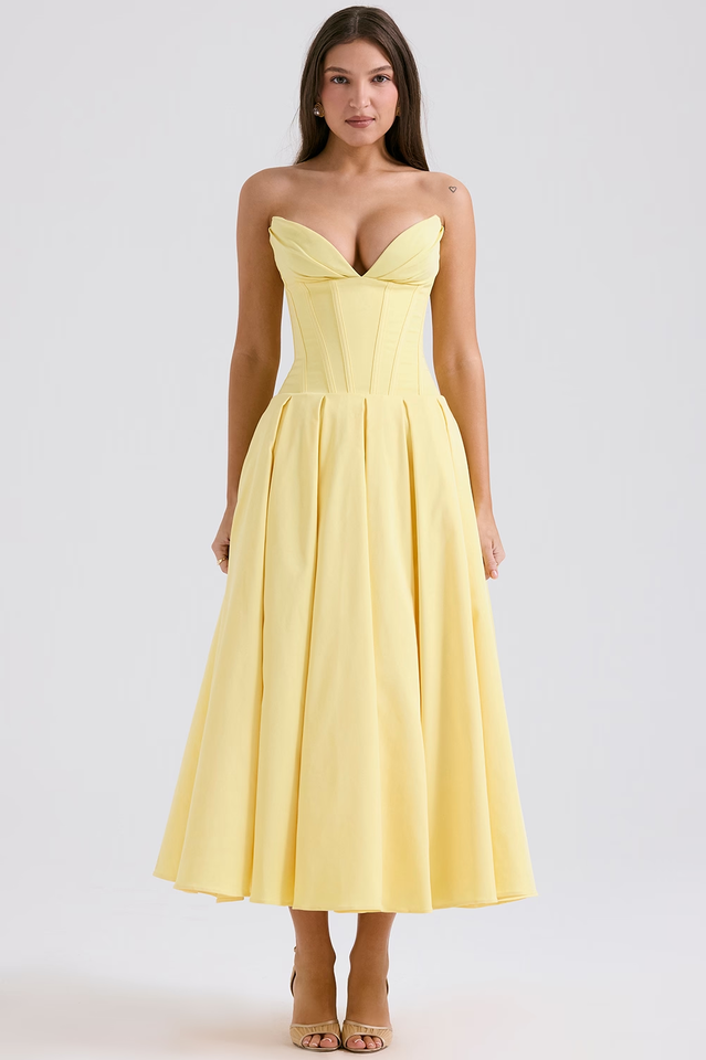 Lady Black Strapless Midi Elbise