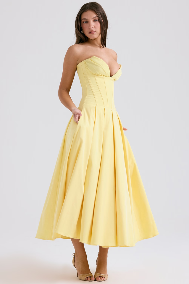 Lady Black Strapless Midi Elbise