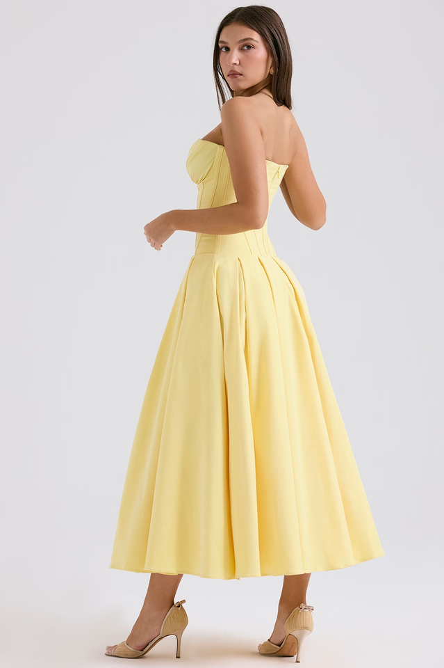 Lady Black Strapless Midi Elbise