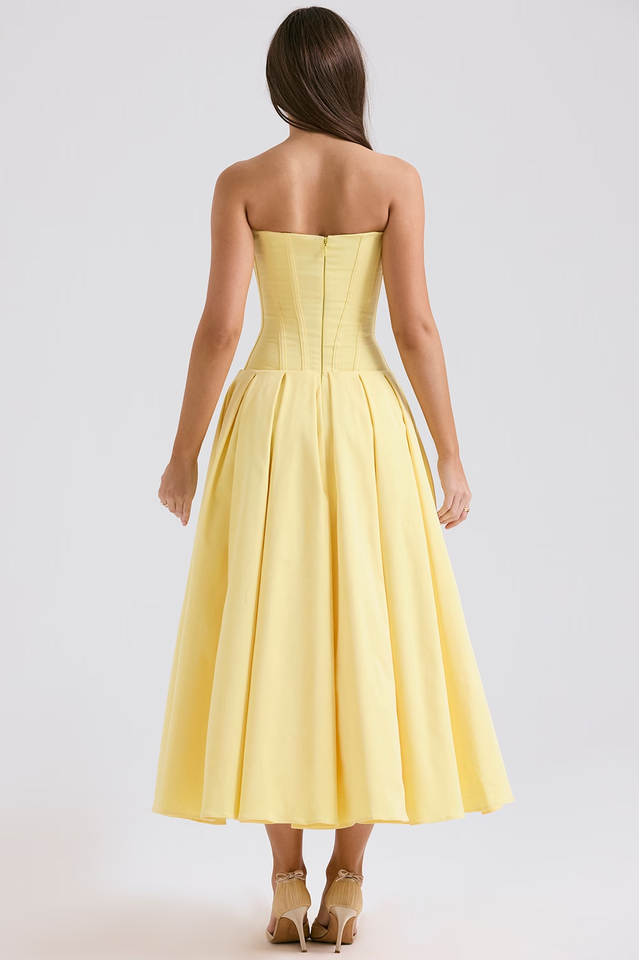 Lady Black Strapless Midi Elbise