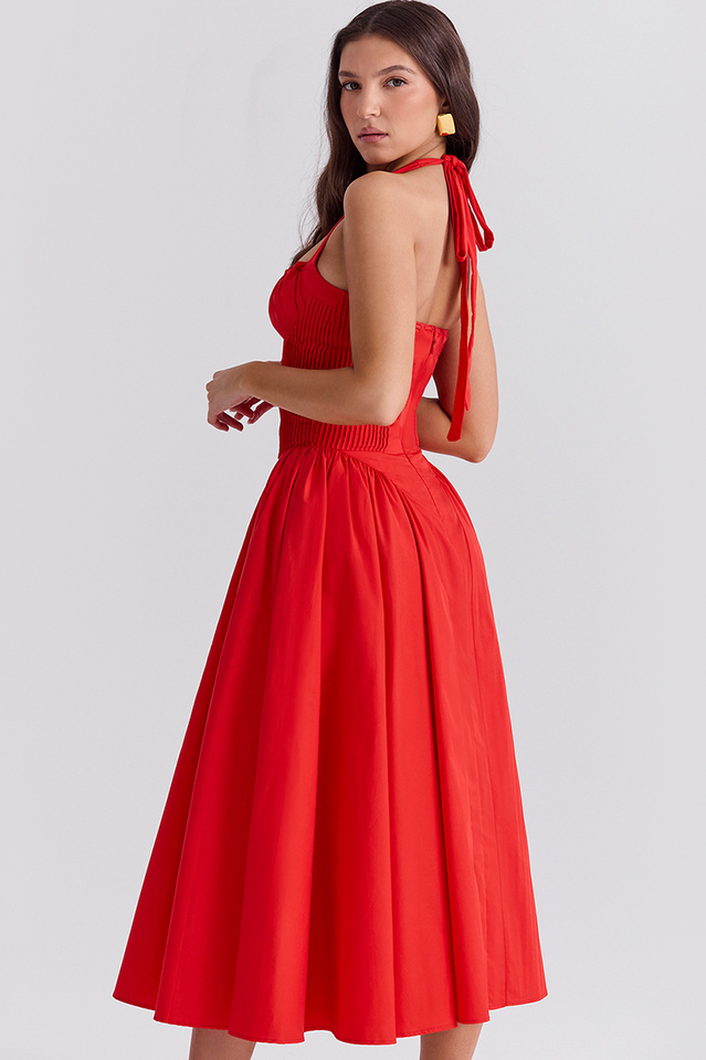 Adabella Cotton Halter Midi Elbise