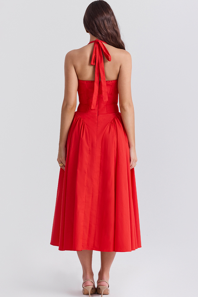 Adabella Cotton Halter Midi Elbise