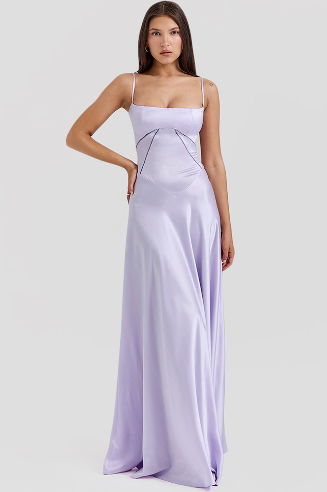 Anabella Black Lace Up Maxi Elbise