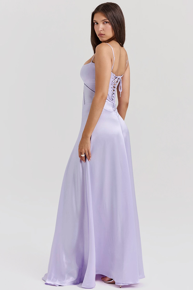 Anabella Black Lace Up Maxi Elbise