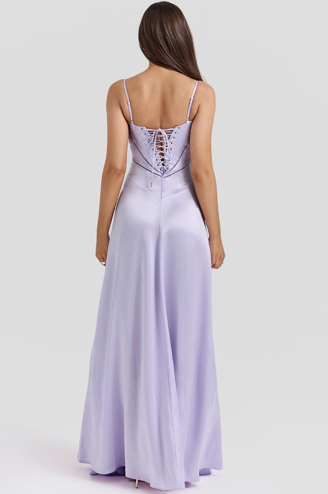 Anabella Black Lace Up Maxi Elbise