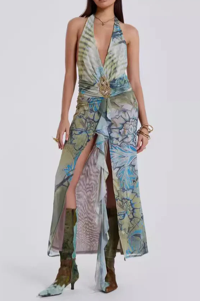 Cindy Plunge Maxi Elbise